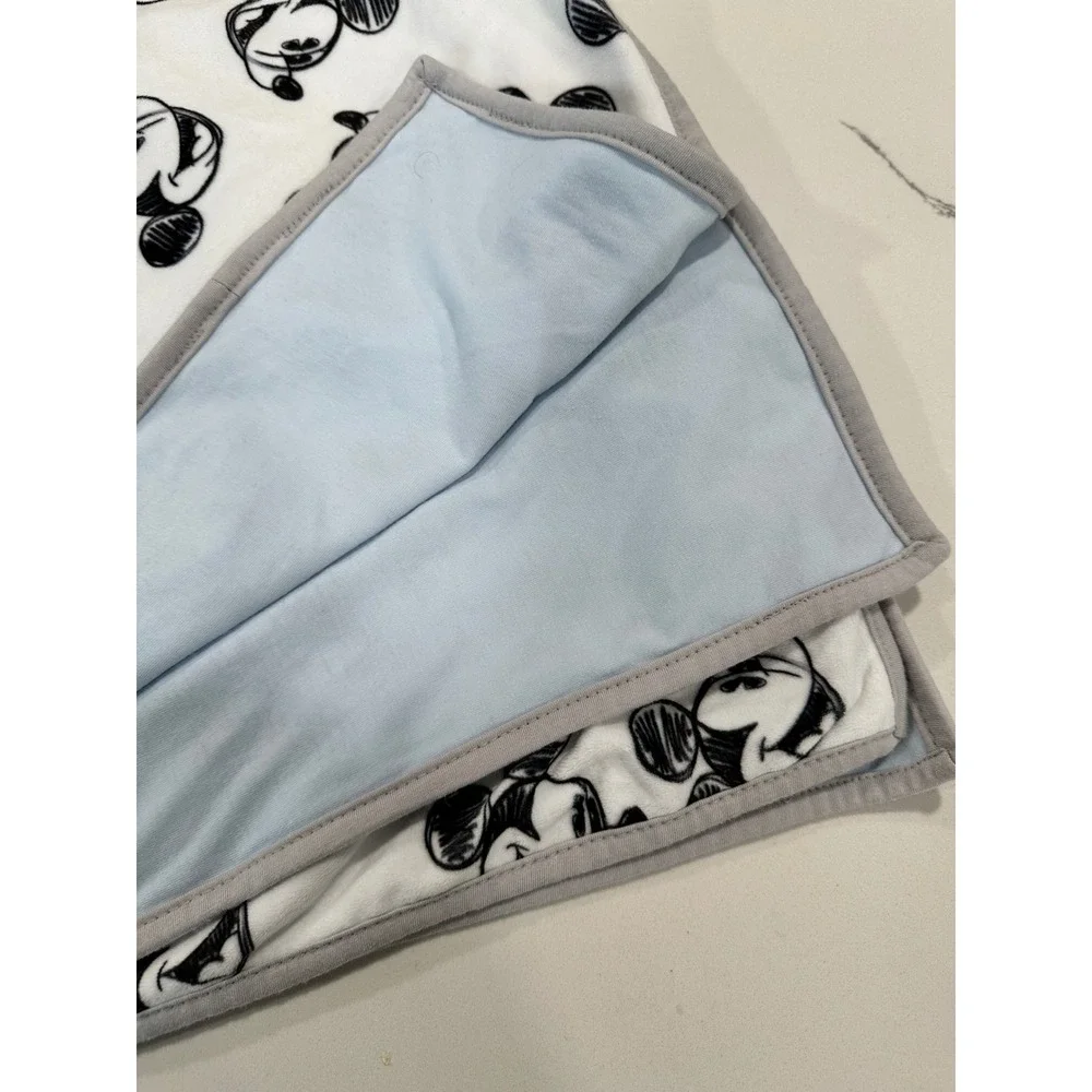Lambs & Ivy Disney Baby Mickey Mouse Blue White Sketch Plush Nursery Blanket